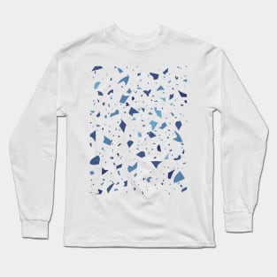 Terrazzo Pattern White Blue Long Sleeve T-Shirt